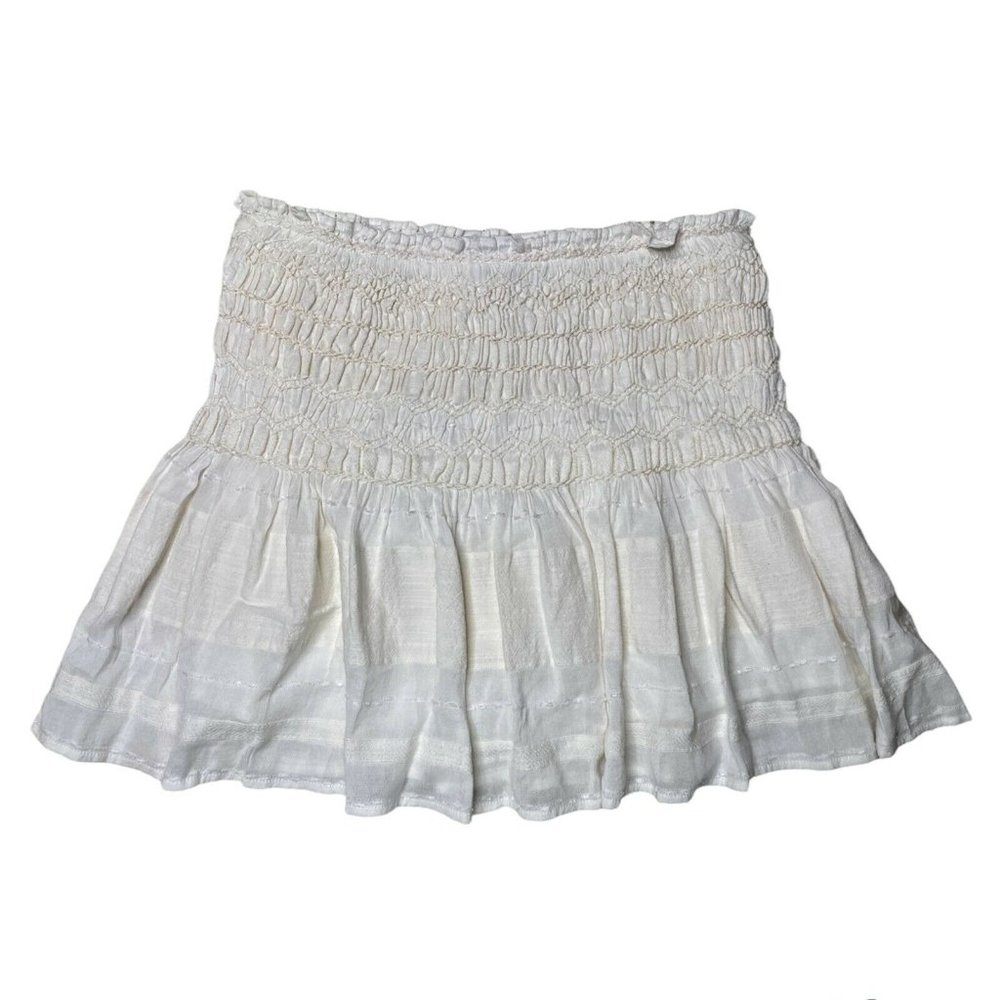 Zara Women’s Cream Embroidered Lined Cotton Gauze Flare Mini Skirt size XL